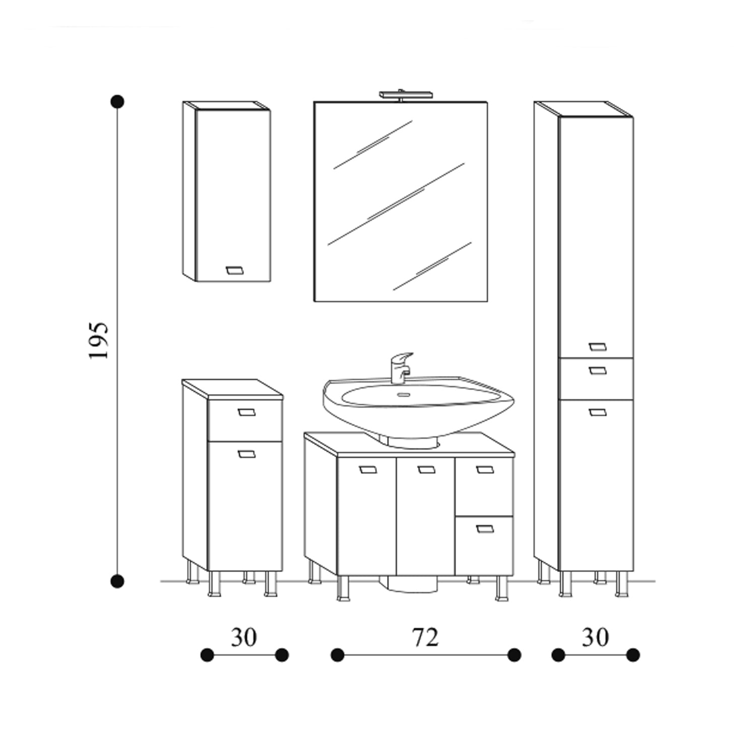 Mobile bagno a terra modello Rimini10 cm 132x195x43,5 in finitura larice by CeramicStore | Lo specialista del tuo bagno