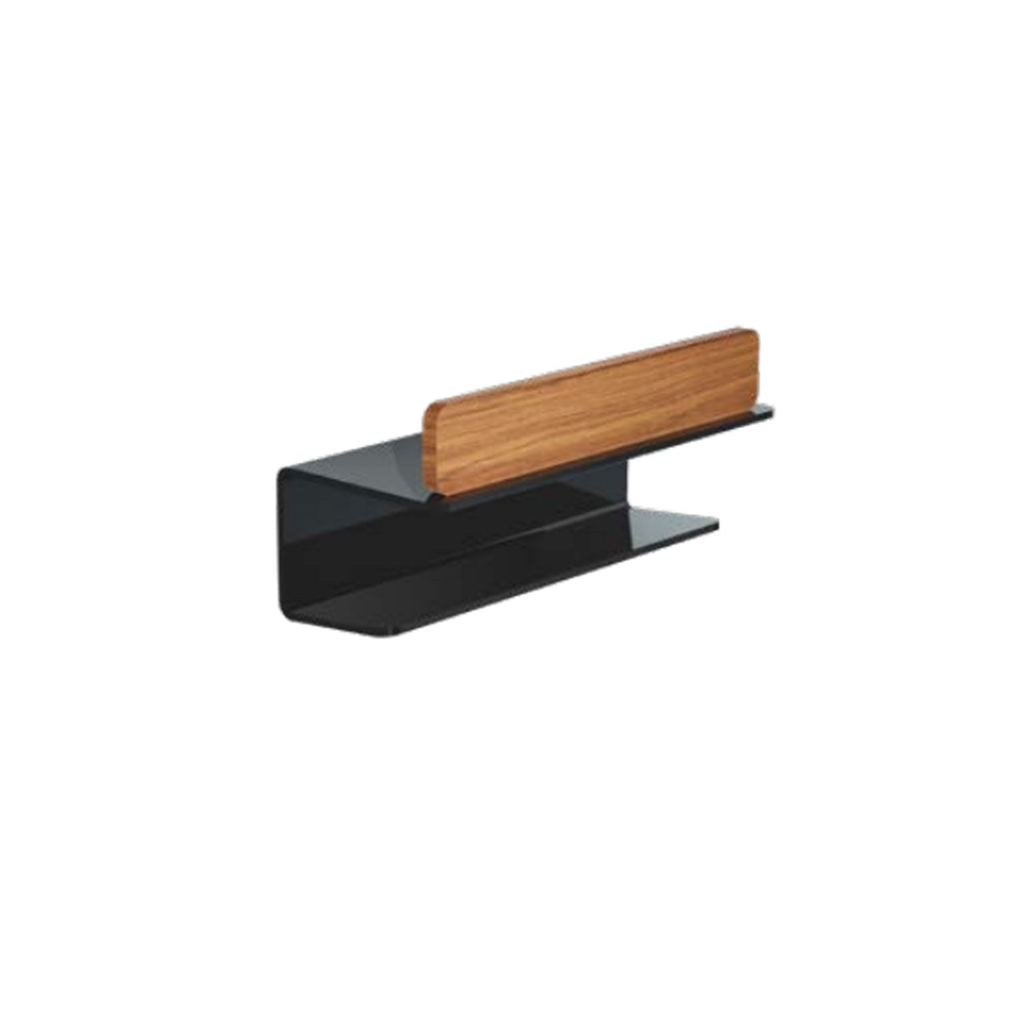 Mensola da bagno nera con dettaglio in Teak naturale serie Bright by Cipi 8,5x9x28cm by CeramicStore | Lo specialista del tuo bagno