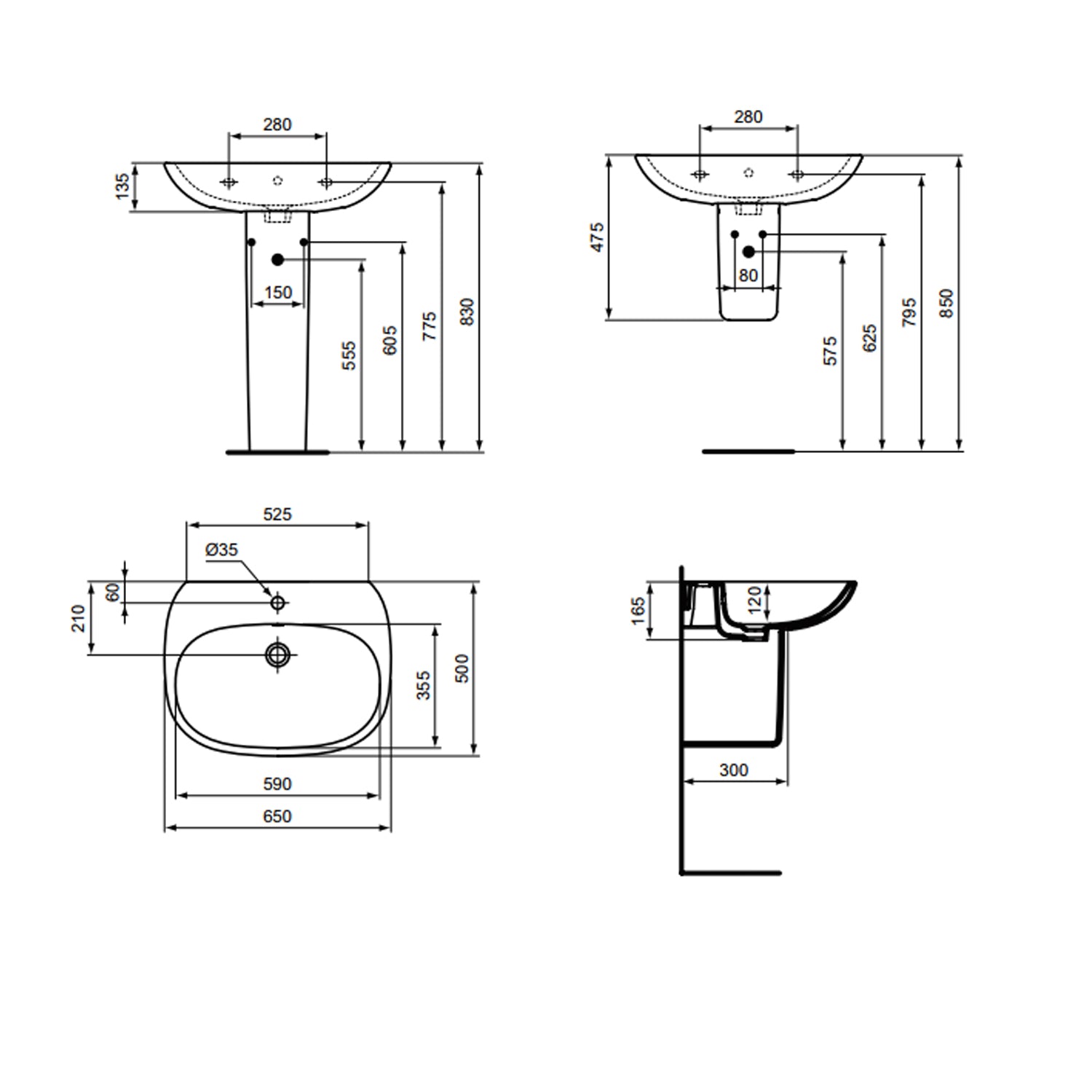 Lavabo sospeso Ideal Standard modello Tesi 65x50 cm by CeramicStore | Lo specialista del tuo bagno