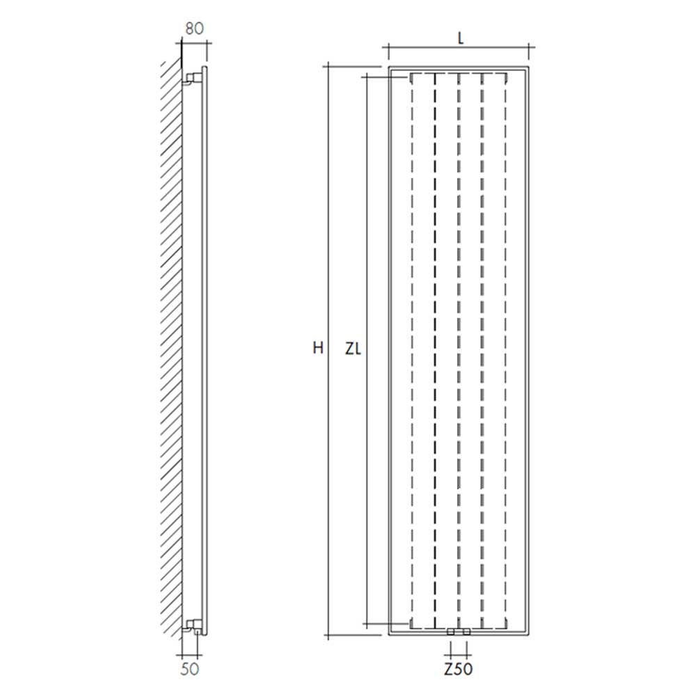 Termoarredo idraulico 150x58,5 cm interasse mm 50 Modello 'Onda' Termocrea by CeramicStore | Lo specialista del tuo bagno