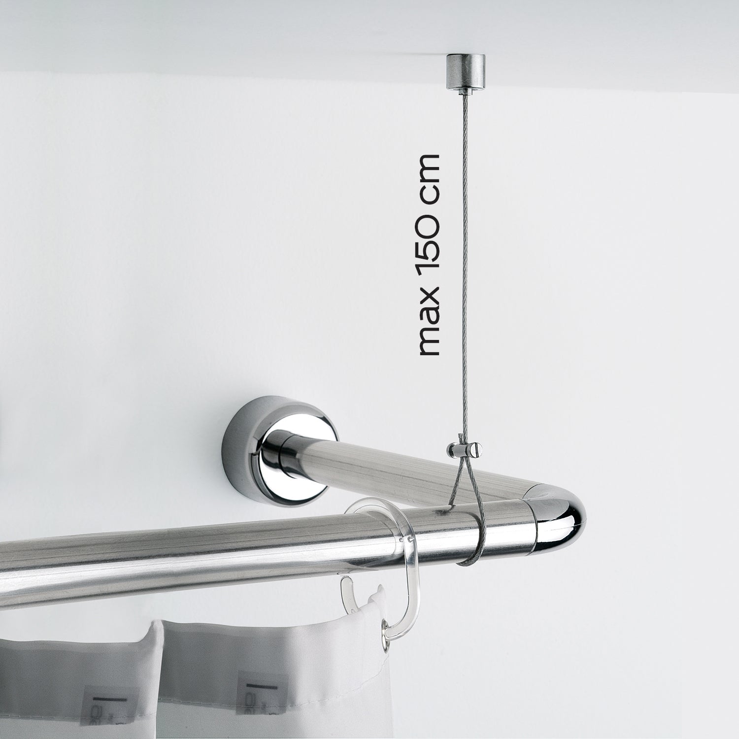 Supporto a soffitto per tende doccia di Gedy in ottone cromato L. 150 cm by CeramicStore | Lo specialista del tuo bagno
