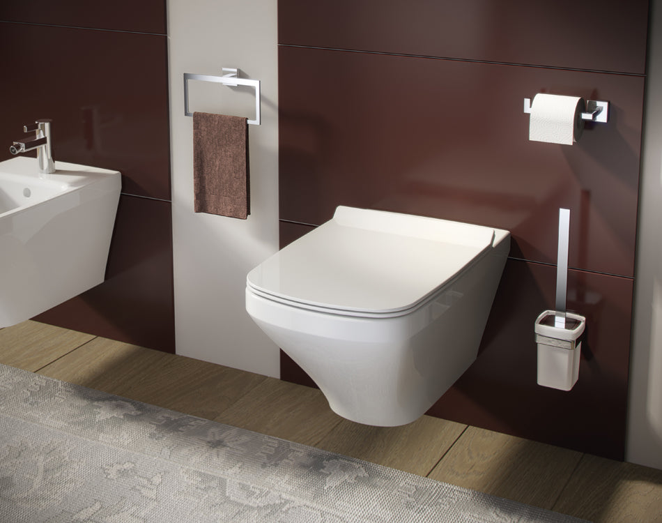 Portascopino WC a muro Gedy modello Elba con contenitore in vetro satinato - Cromato by CeramicStore | Lo specialista del tuo bagno