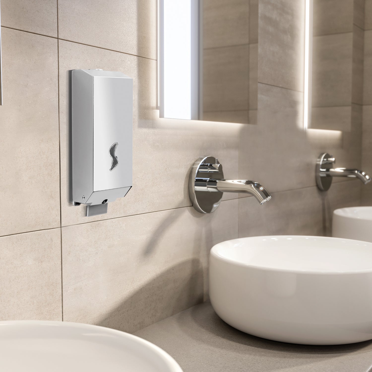 Dispenser sapone da parete Gedy Kubix da 1200 ml in acciaio e resine by CeramicStore | Lo specialista del tuo bagno
