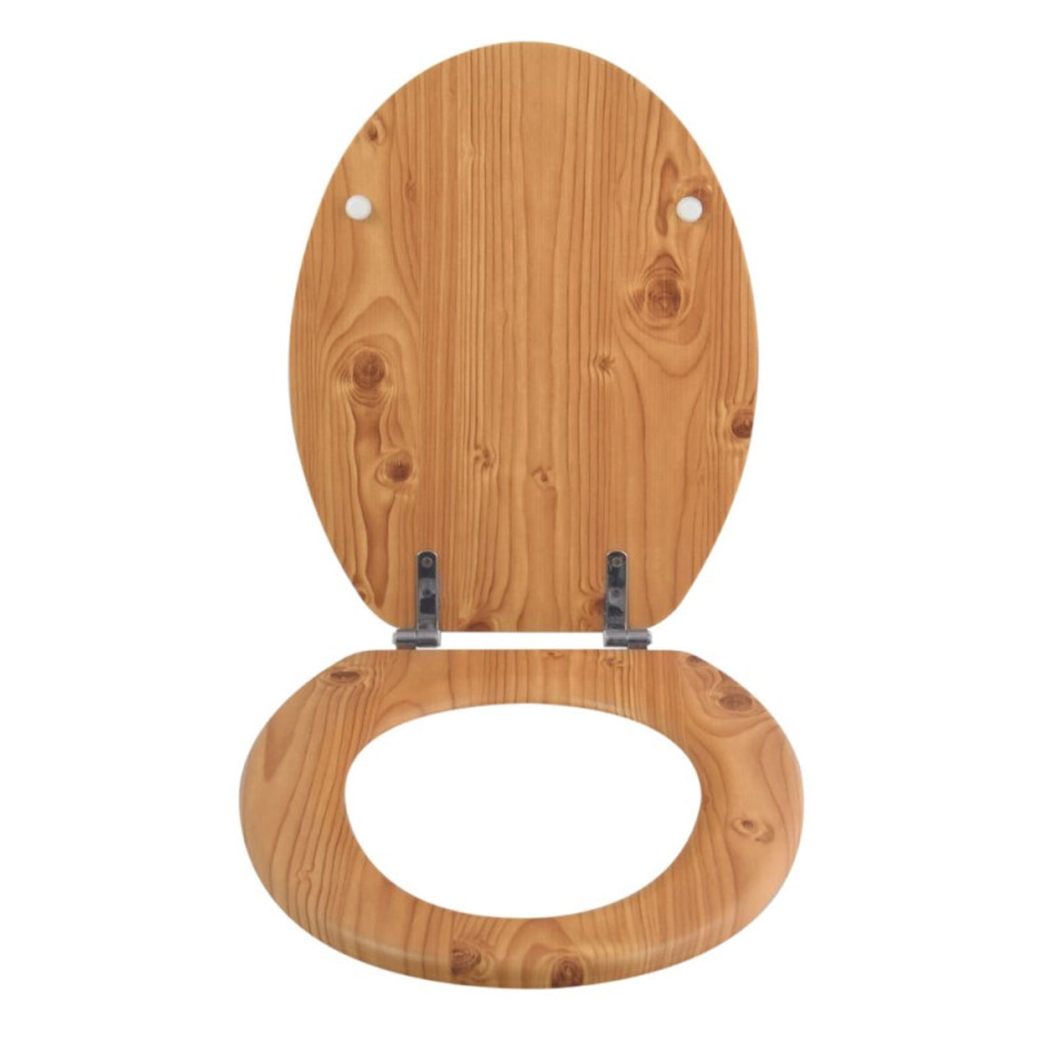 Sedile WC in MDF con cerniere in Acciaio Inox - Pino Marrone