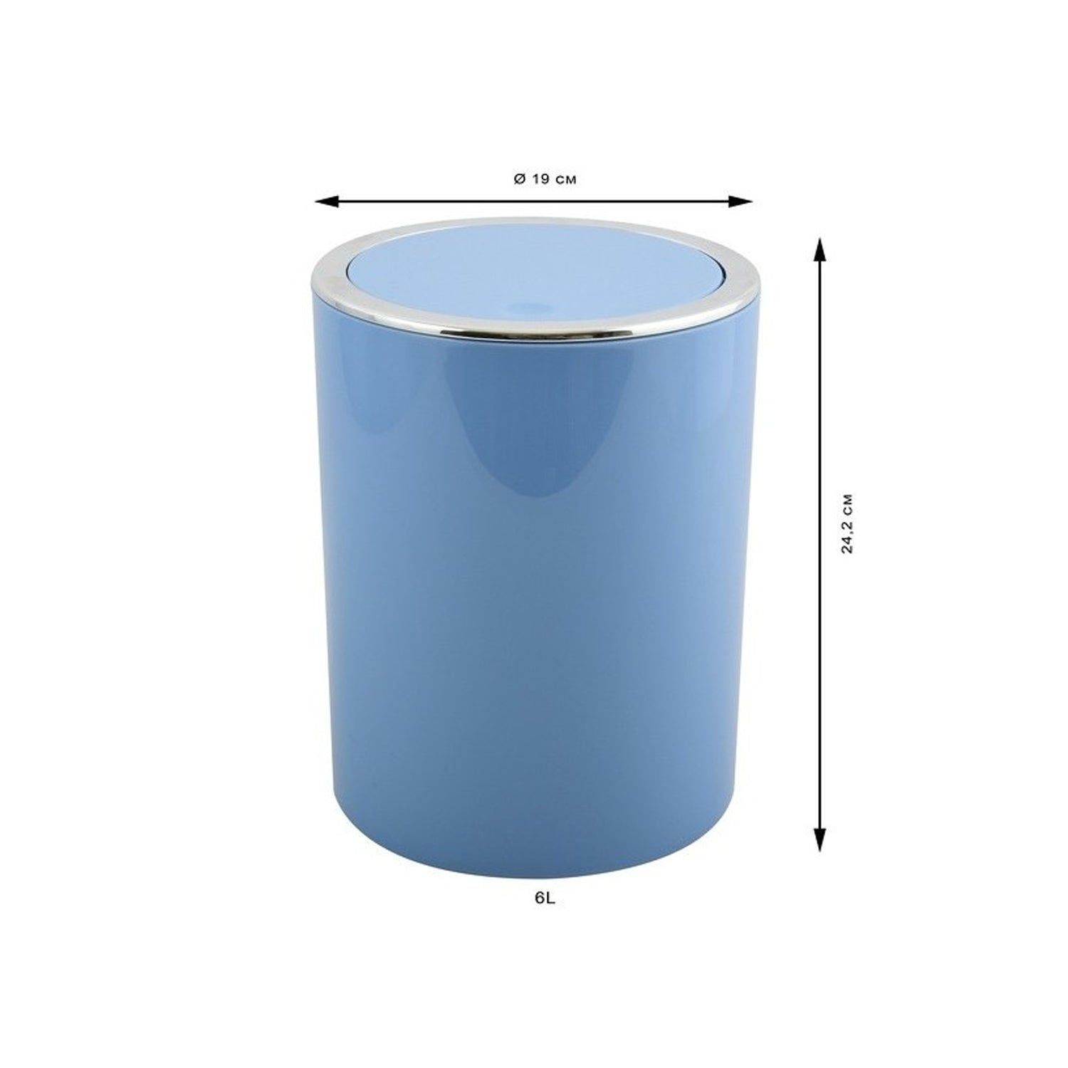 Cestino 6L in ABS modello Kamaka con coperchio basculante rimovibile - Blu Pastello by CeramicStore | Lo specialista del tuo bagno