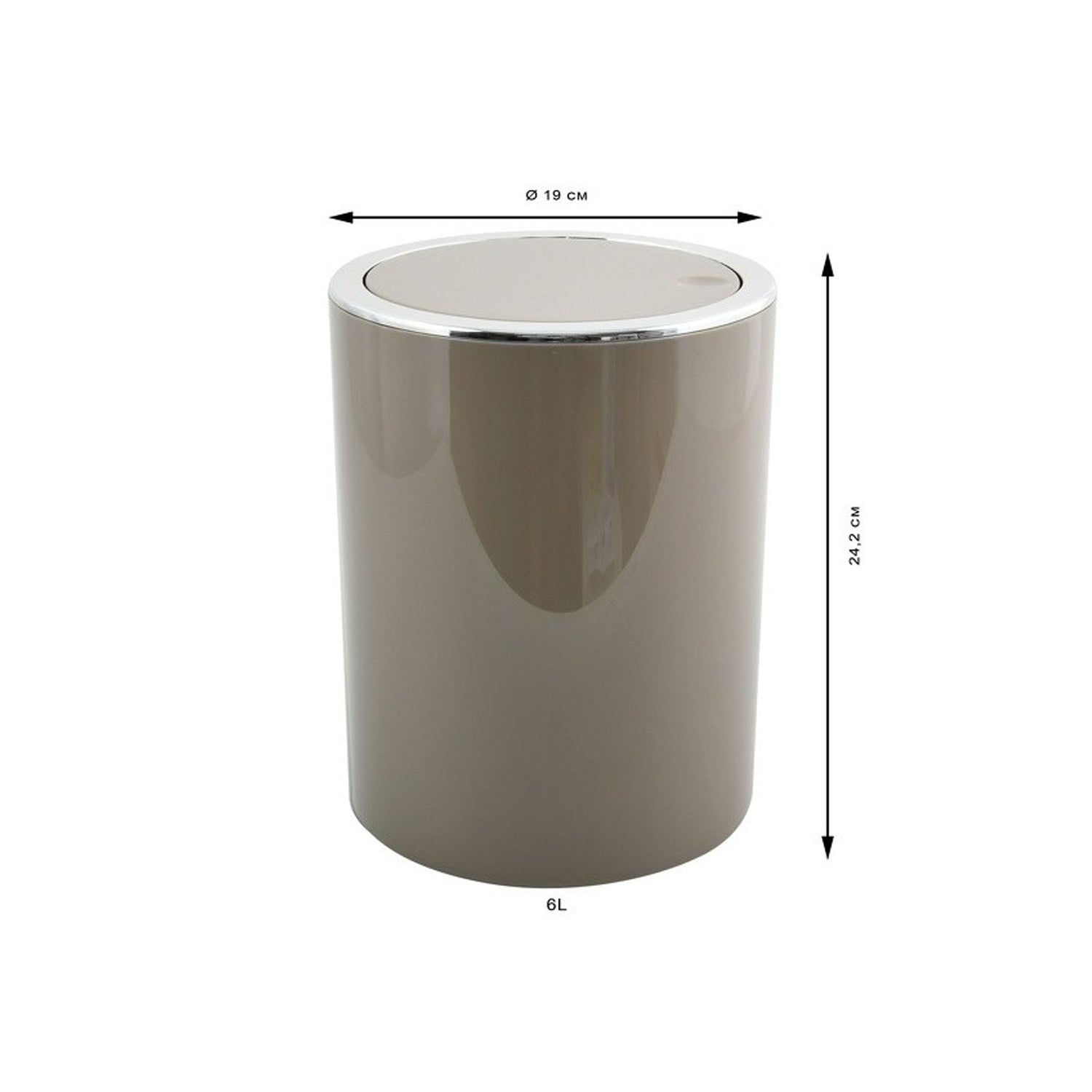 Cestino 6L in ABS modello Kamaka con coperchio basculante rimovibile - Tortora by CeramicStore | Lo specialista del tuo bagno