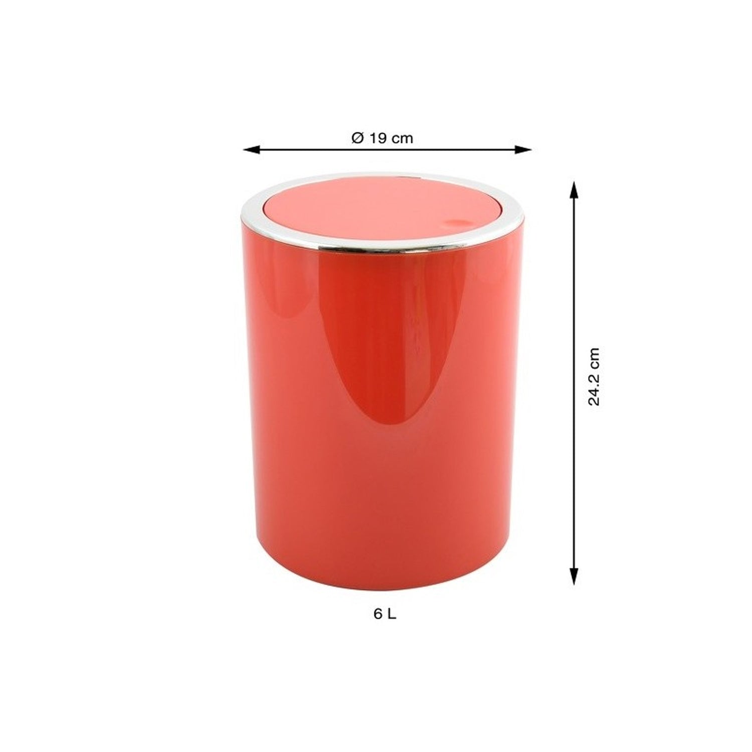 Cestino 6L in ABS modello Kamaka con coperchio basculante rimovibile - Rosso by CeramicStore | Lo specialista del tuo bagno