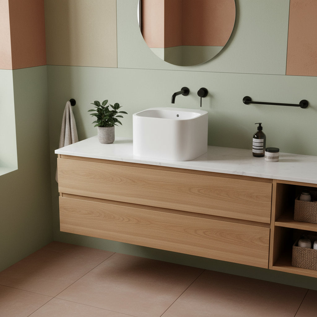 Lavabo Azzurra Tandem 44x43 cm sospeso/appoggio senza foro - Bianco lucido