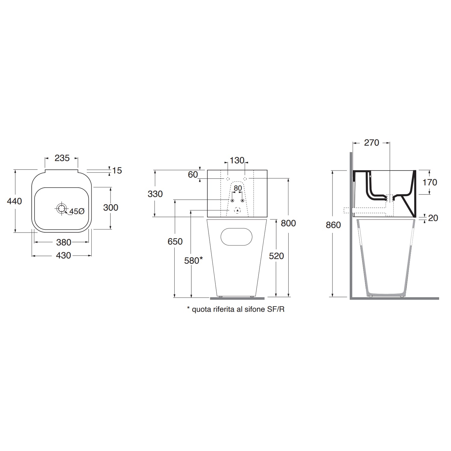 Lavabo Azzurra Tandem con cesto contenitore 44x43 cm - Bianco lucido by CeramicStore | Lo specialista del tuo bagno