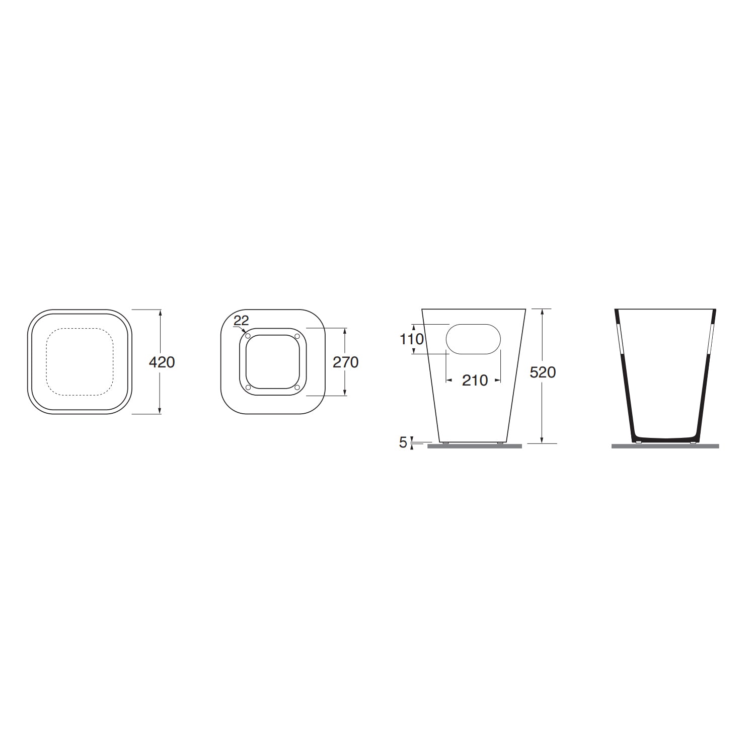 Lavabo Azzurra Tandem con cesto contenitore e foro rubinetteria 44x43 cm - Bianco lucido by CeramicStore | Lo specialista del tuo bagno