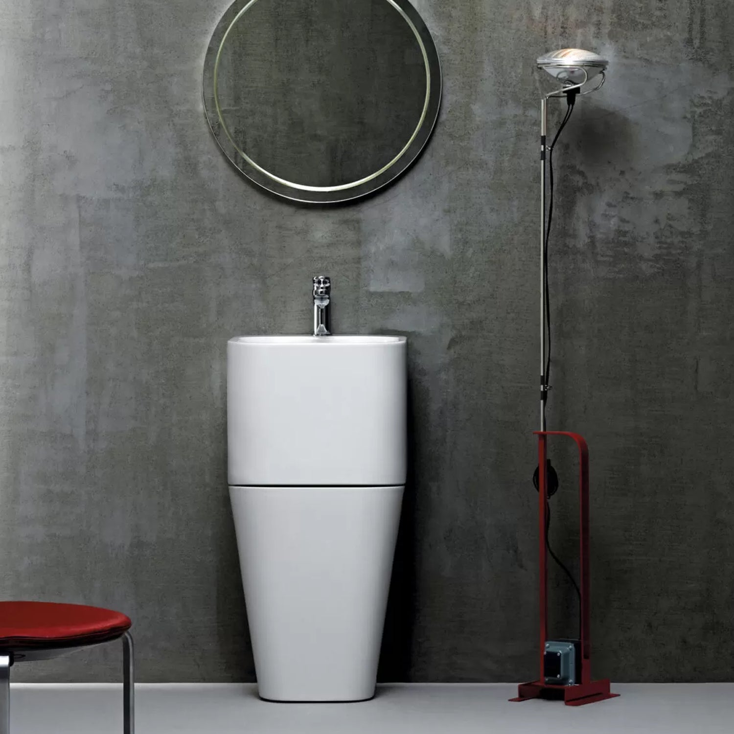Lavabo Azzurra Tandem con cesto contenitore e foro rubinetteria 44x43 cm - Bianco lucido by CeramicStore | Lo specialista del tuo bagno