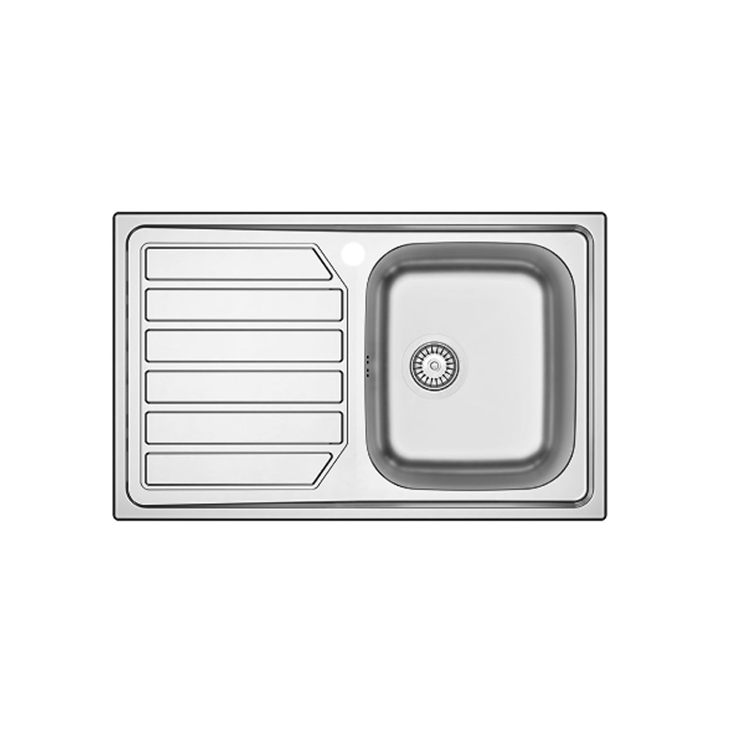 Lavello da cucina in acciaio inox modello LS04 con sgocciolatoio a sinistra 80x50 cm by CeramicStore | Lo specialista del tuo bagno