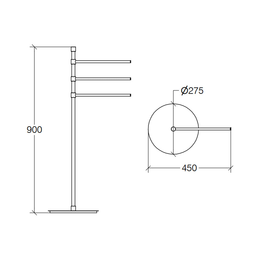 Piantana con tre barre porta asciugamani Lineabeta collezione Ranpin in ottone cromato Base Tonda