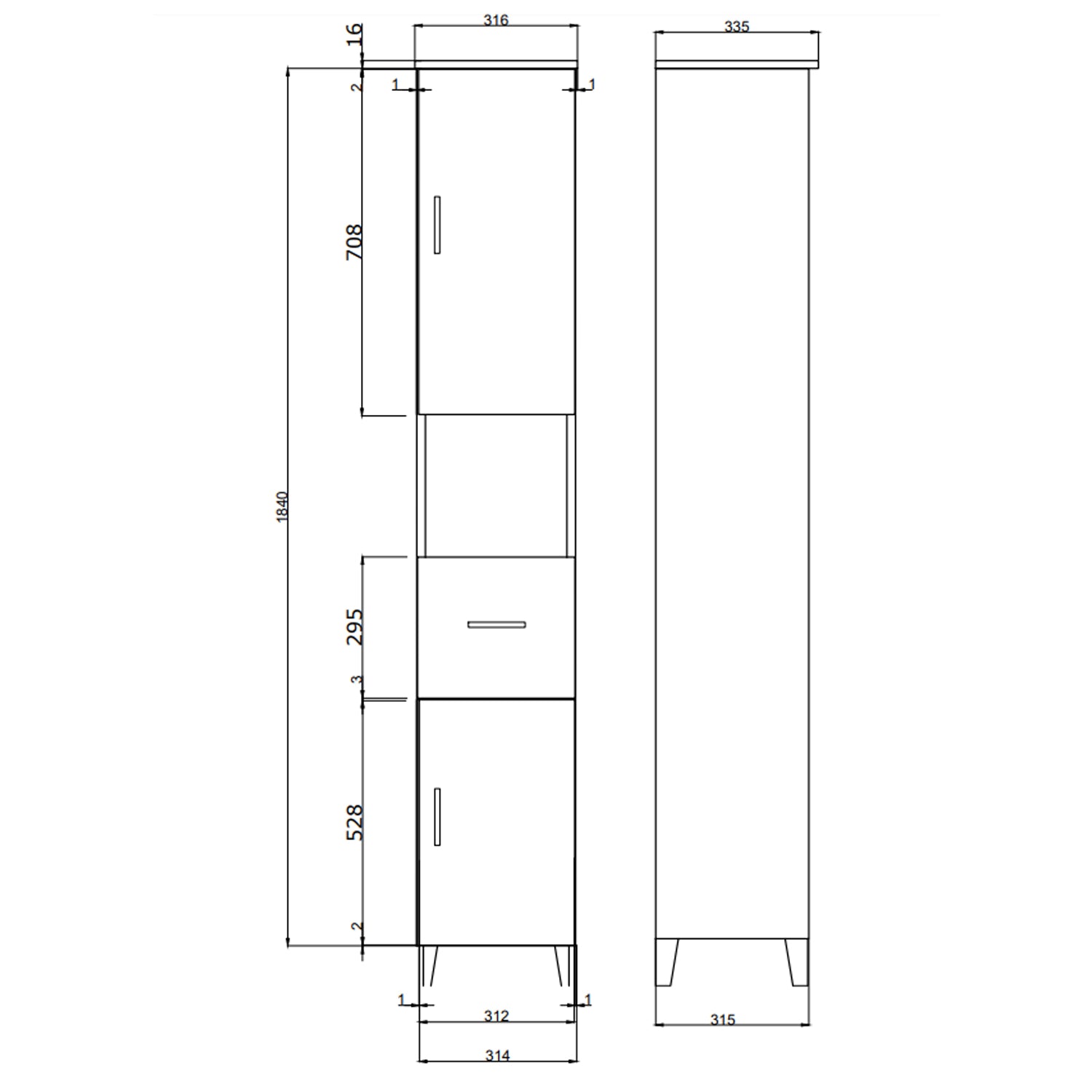 Colonna bagno alta a due ante con cassetto e vano a giorno modello Beach bianco lucido by CeramicStore | Lo specialista del tuo bagno