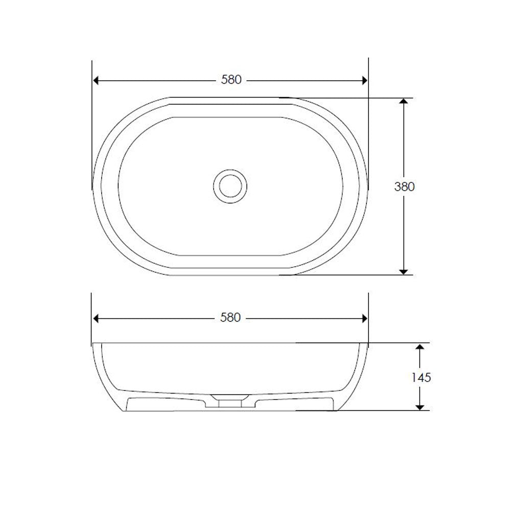 Lavandino da appoggio 'Pool Basin' in Istone cm 58x38x14