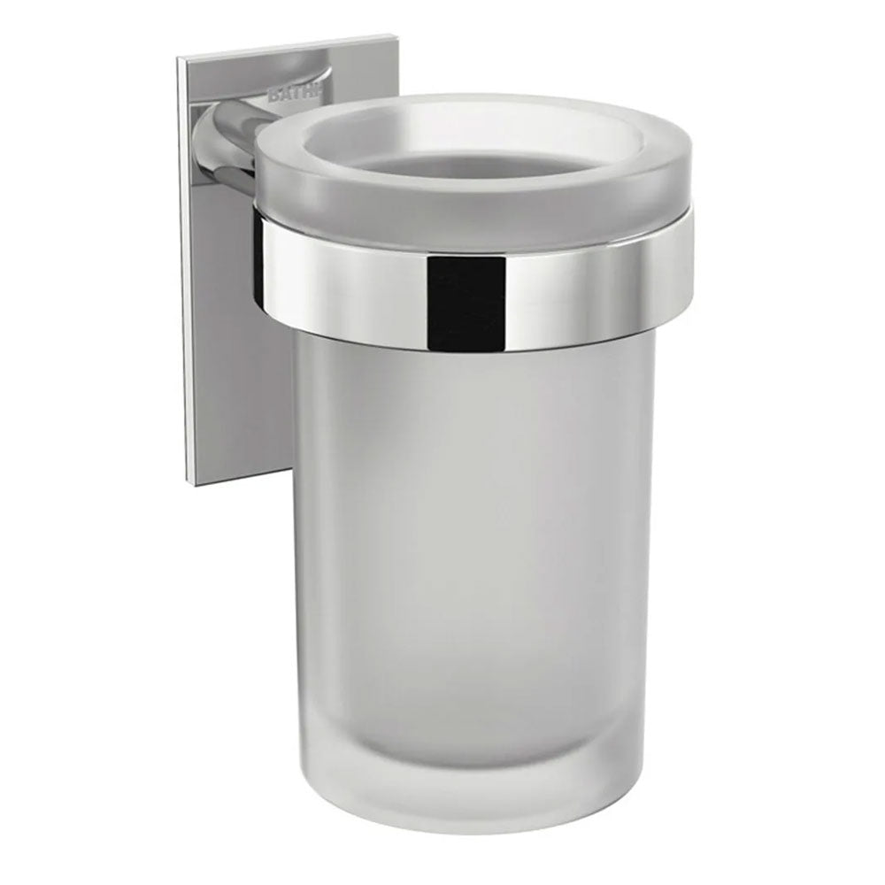 Porta spazzolino da incollo in vetro satinato della collezione 'Stick' by Cosmic - supporto in ottone cromato by CeramicStore | Lo specialista del tuo bagno