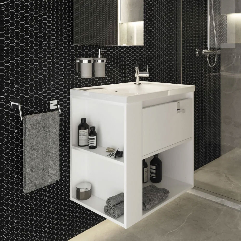 Porta spazzolino da incollo in vetro satinato della collezione 'Stick' by Cosmic - supporto in ottone cromato by CeramicStore | Lo specialista del tuo bagno
