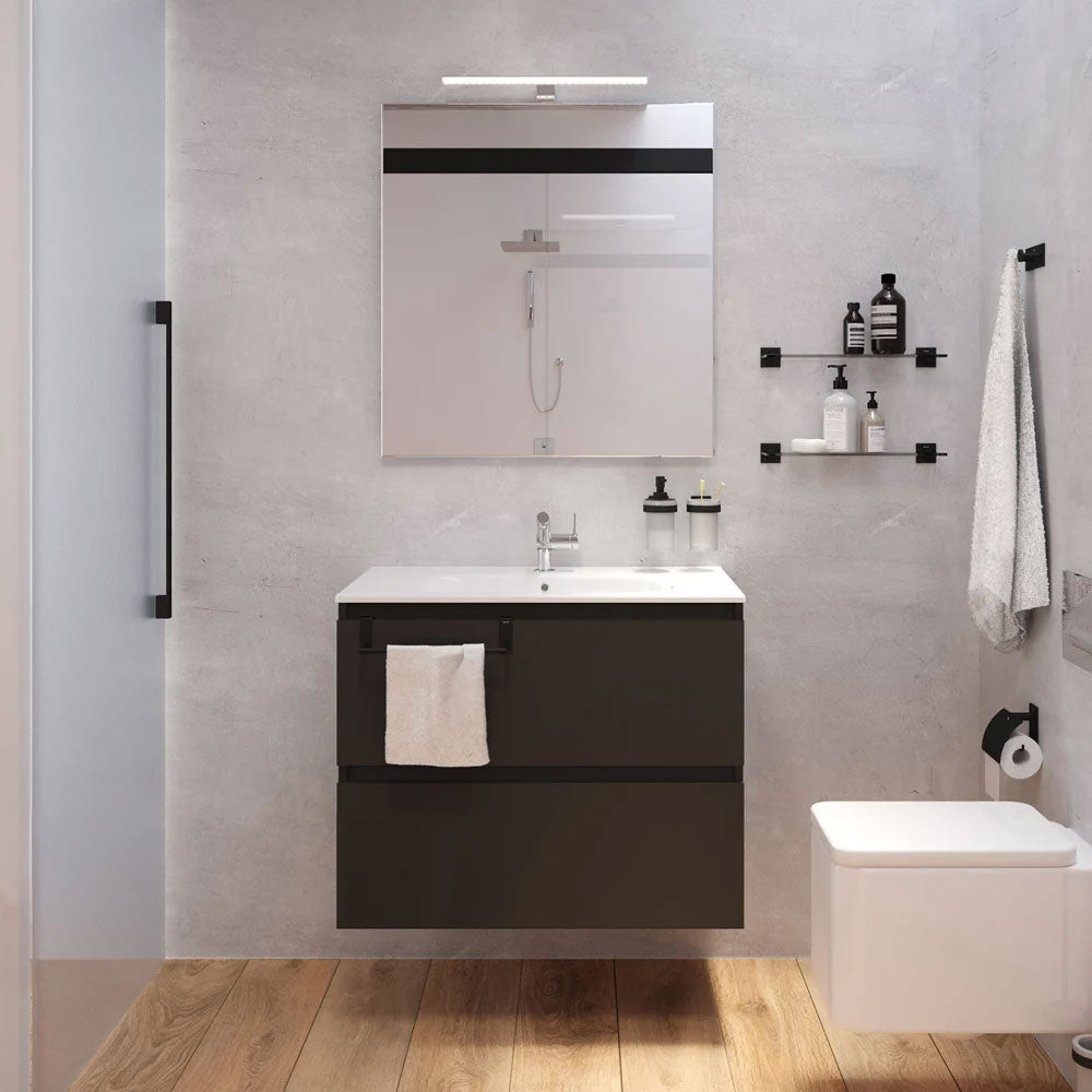 Porta asciugamani da appoggio in ottone verniciato della collezione 'Stick' by Cosmic - cm 28 - Nero by CeramicStore | Lo specialista del tuo bagno