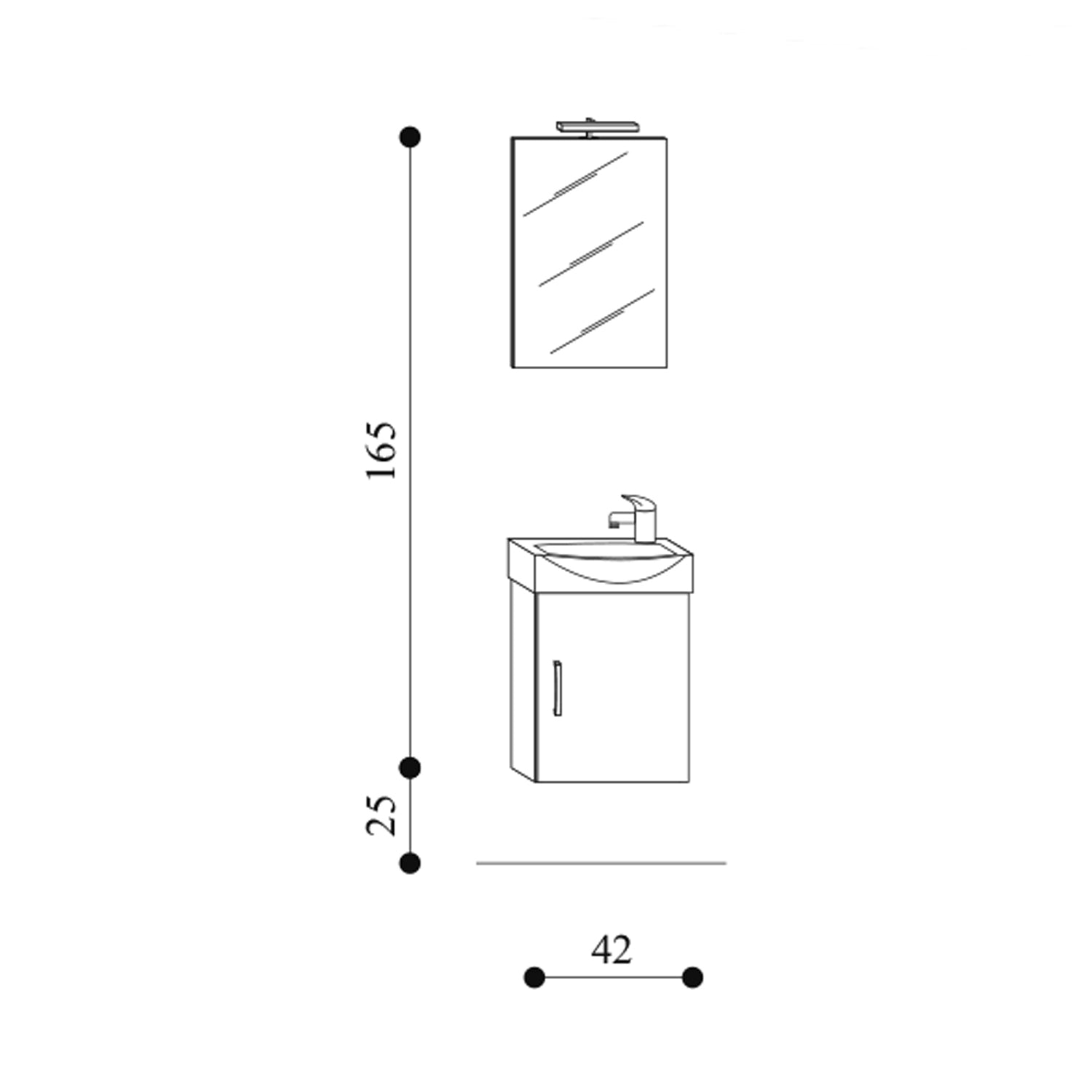 Mobile bagno sospeso Mini42 cm 42x190x29,5 laccato lucido grigio nuvola by CeramicStore | Lo specialista del tuo bagno