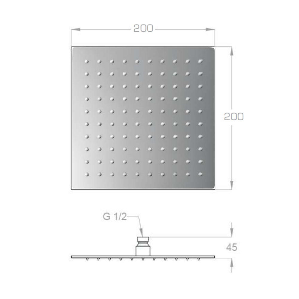 Composizione doccia ARES con soffione ultraslim 250x250 mm, doccetta e miscelatore 2 vie by CeramicStore | Lo specialista del tuo bagno