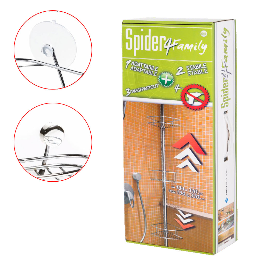 Portaoggetti doccia estensibile Metaform modello Spider 4 a 3 piani regolabili in altezza by CeramicStore | Lo specialista del tuo bagno