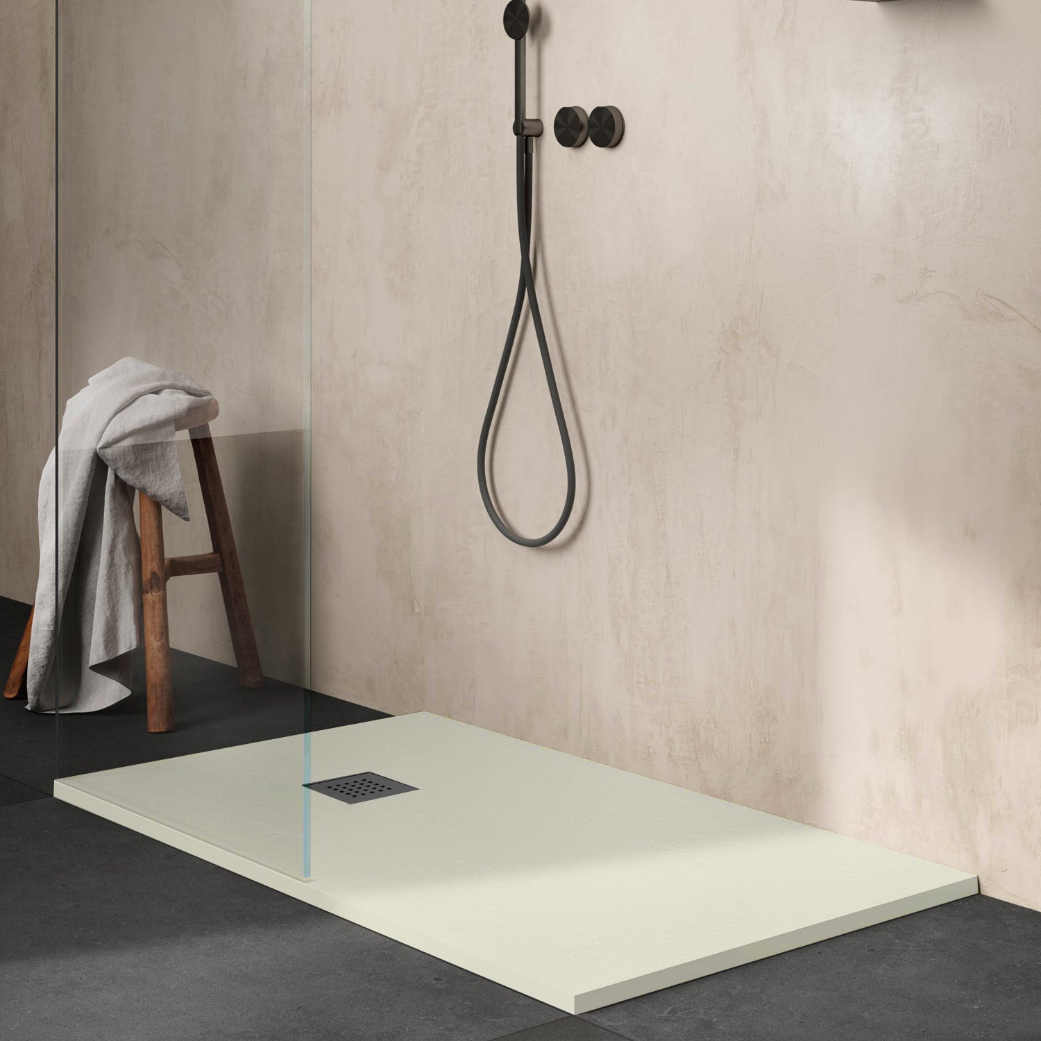 Piatto doccia in ceramica alta pressione effetto pietra naturale 100x70 colore Avorio Petra H3 by CeramicStore | Lo specialista del tuo bagno