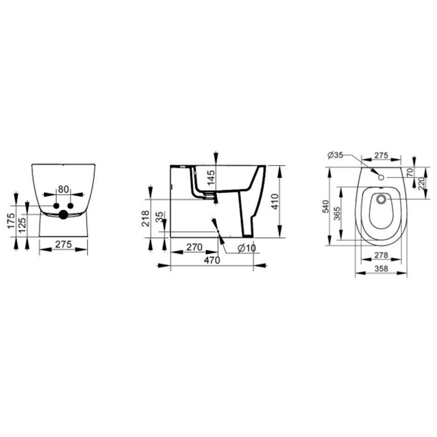 Bidet filomuro Ceramica Dolomite modello Demy 54x36 cm