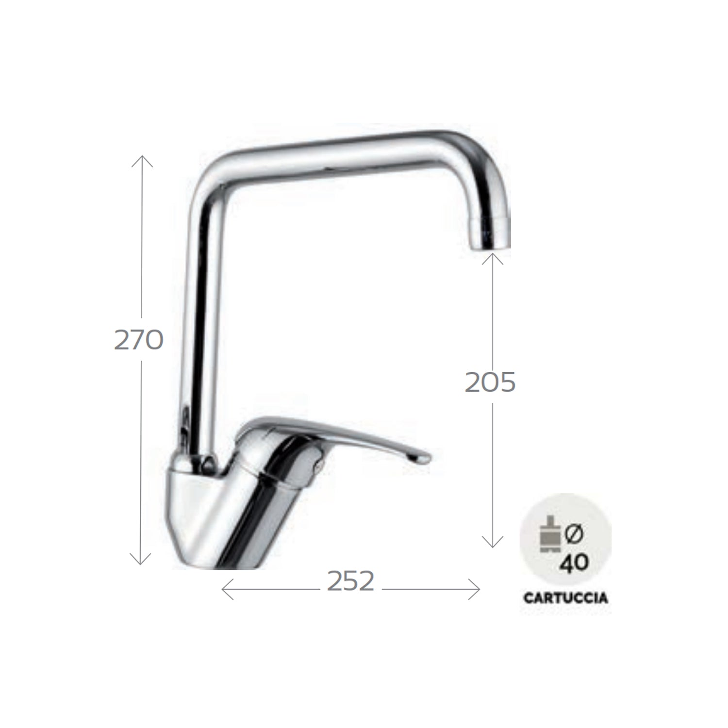 Miscelatore lavello a canna alta modello Epic Rubinetterie Mariani in ottone cromato by CeramicStore | Lo specialista del tuo bagno