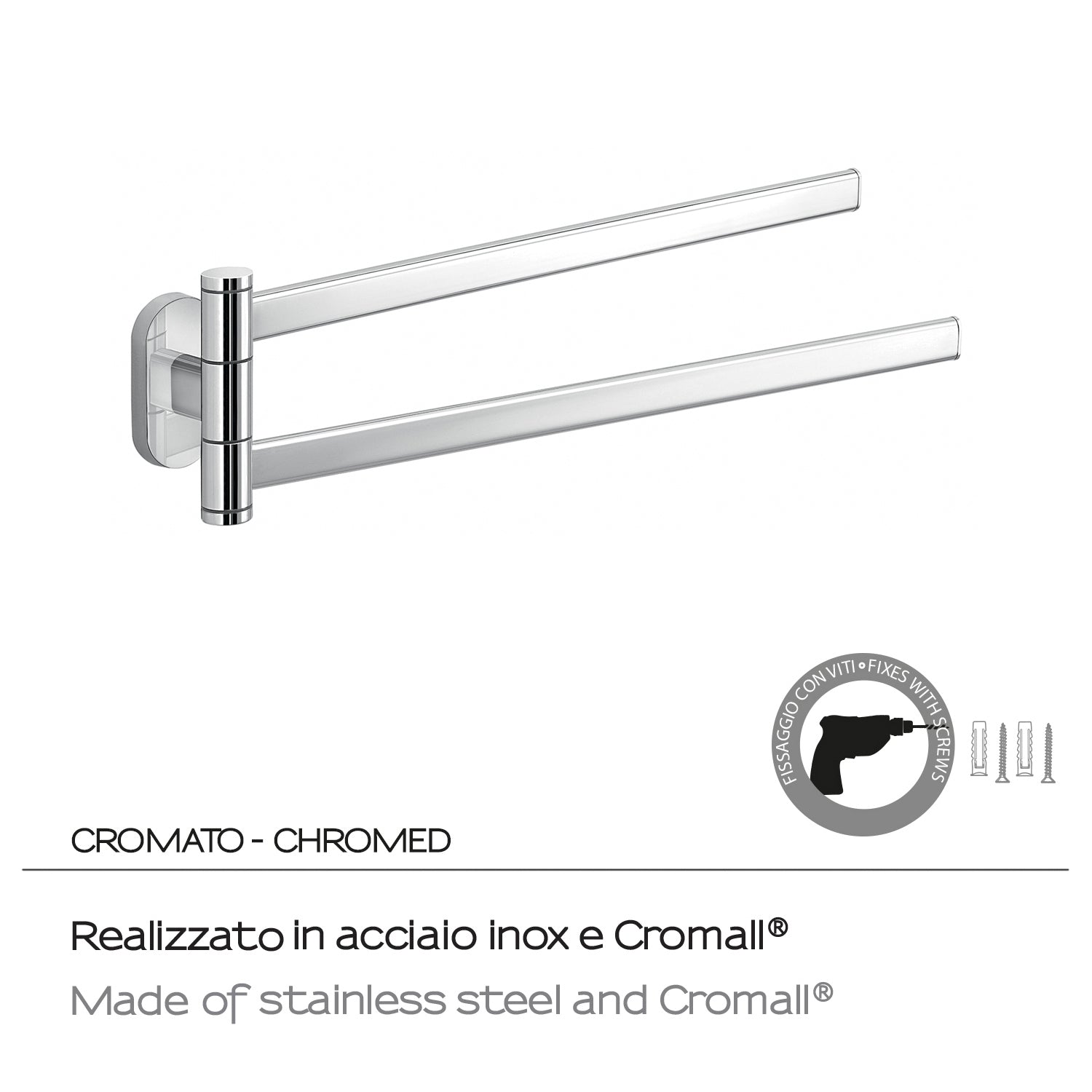 Portasalviette a snodo in Acciaio Inox Gedy serie Febo - Cromato by CeramicStore | Lo specialista del tuo bagno
