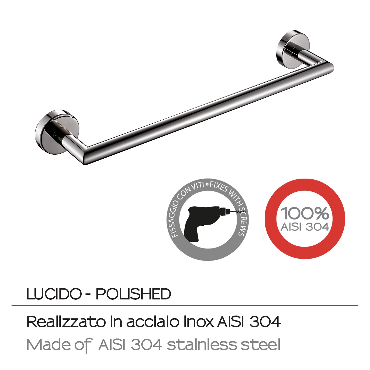 Portasalviette 30 cm in Acciaio Inox AISI 304 Gedy serie Project - Lucido by CeramicStore | Lo specialista del tuo bagno