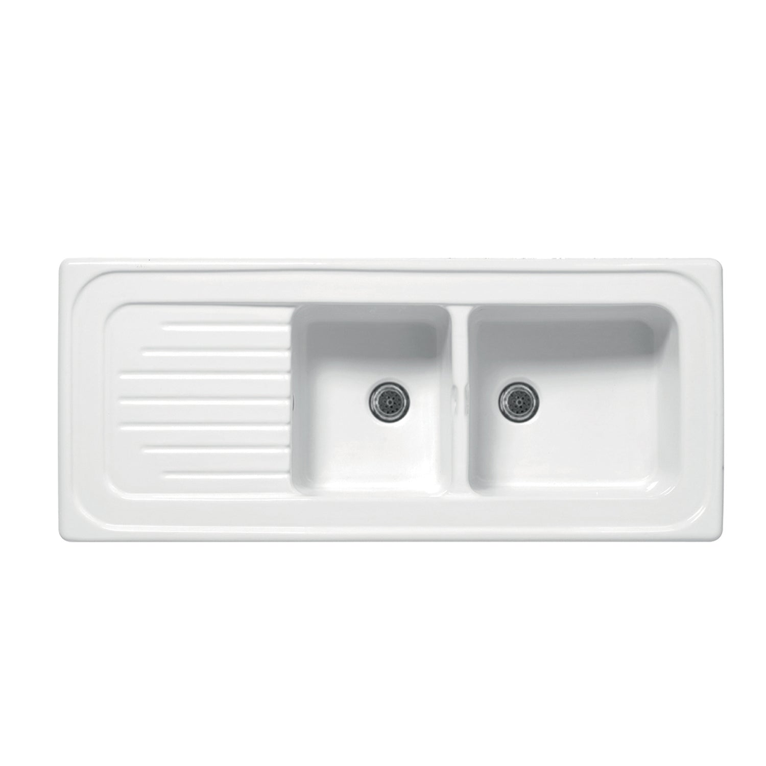 Lavello da incasso bianco in ceramica con 2 vasche 116x50 cm by CeramicStore | Lo specialista del tuo bagno