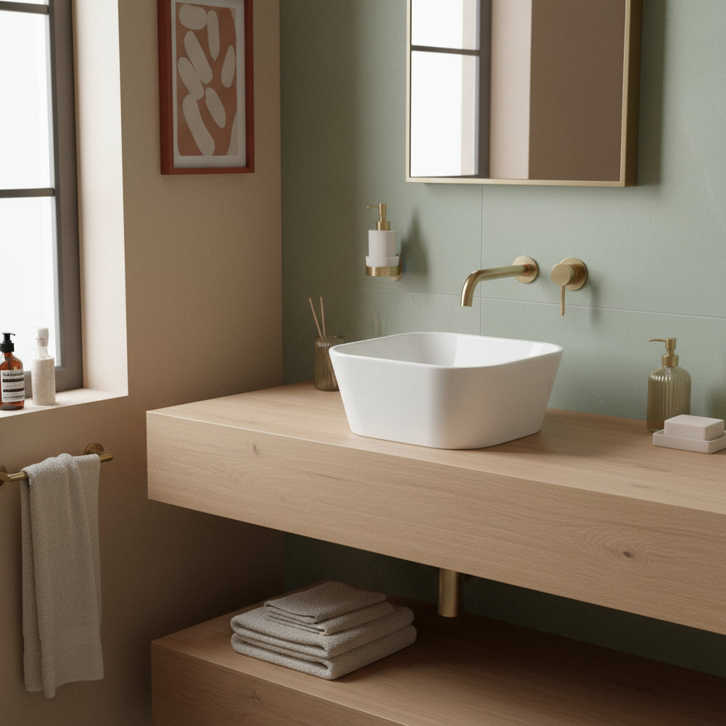 Lavabo da appoggio Azzurra serie Build 30x30 cm - Bianco lucido