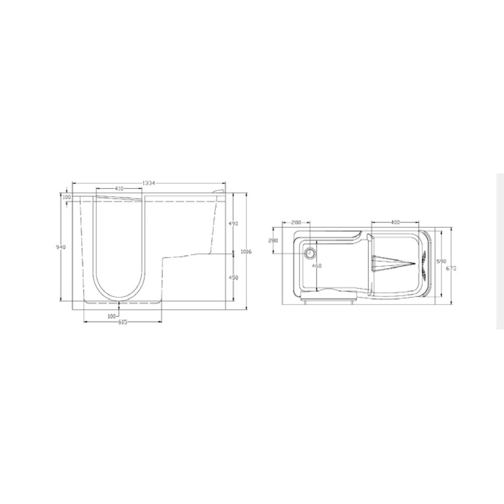 Vasca per anziani modello Lotus 1334x673x1016 mm con pannello esterno a destra by CeramicStore | Lo specialista del tuo bagno