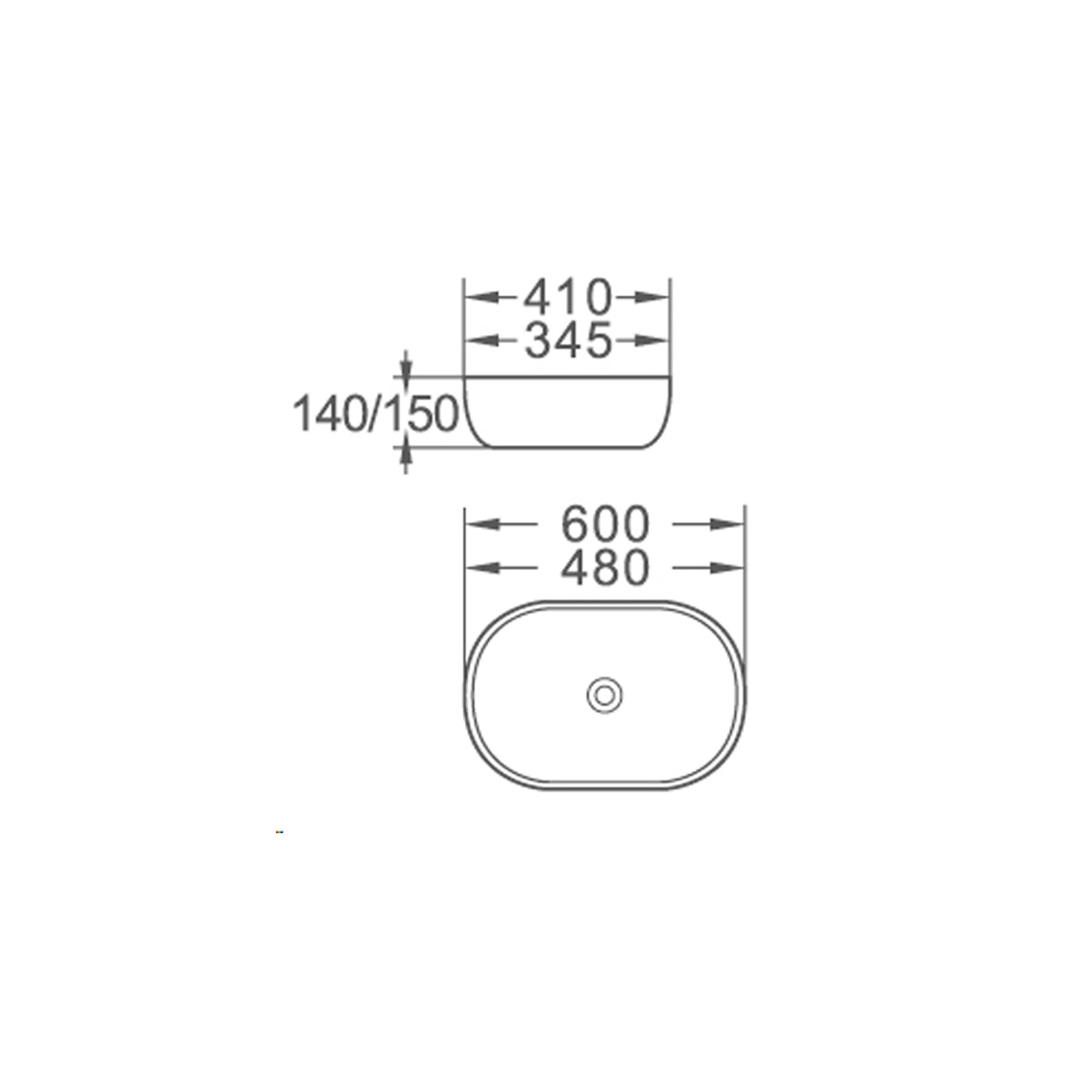 Lavabo consolle ovale 59.5x42 bianco in ceramica BathCore linea Alba