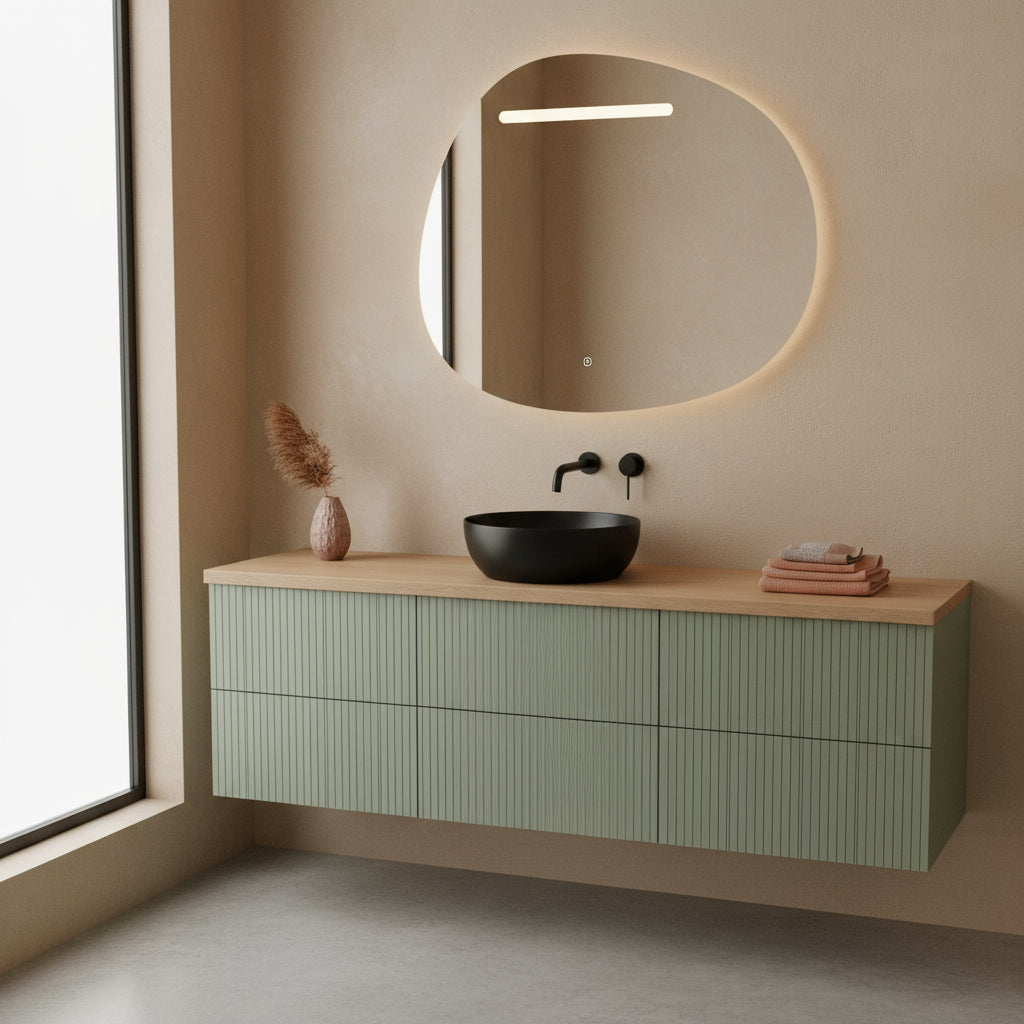 Lavabo da appoggio Ceramica Azzurra Elegance Circle 40 cm con bordo sottile - Carbonio/Antracite