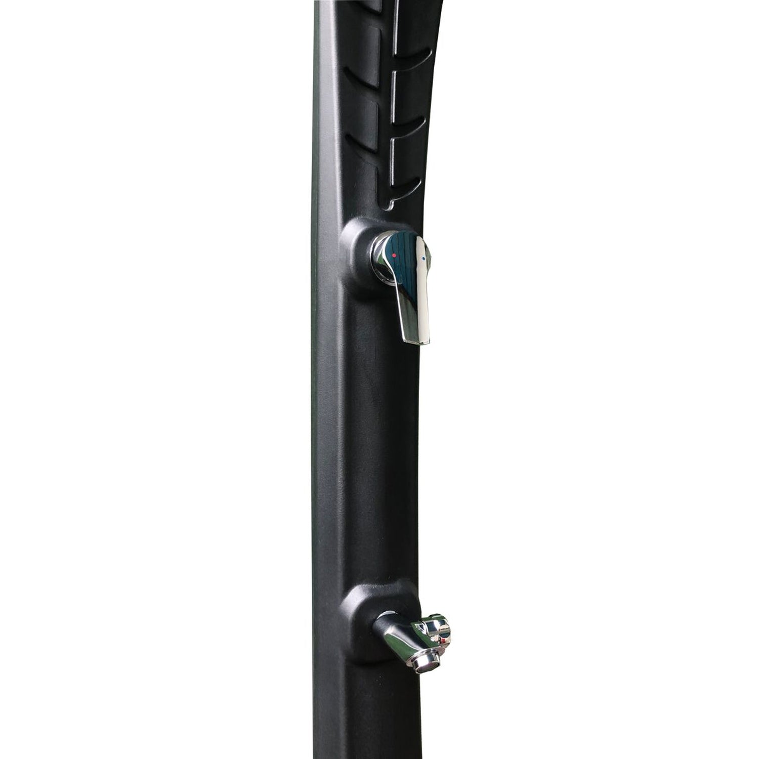 Colonna doccia foglia nero in HDPE, con soffione 15 cm e lavapiedi by CeramicStore | Lo specialista del tuo bagno