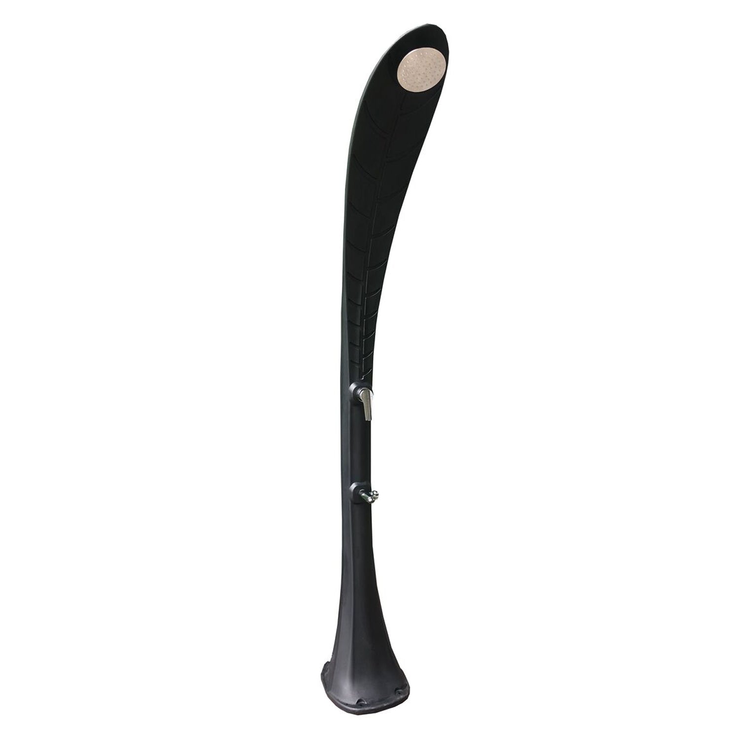 Colonna doccia foglia nero in HDPE, con soffione 15 cm e lavapiedi by CeramicStore | Lo specialista del tuo bagno