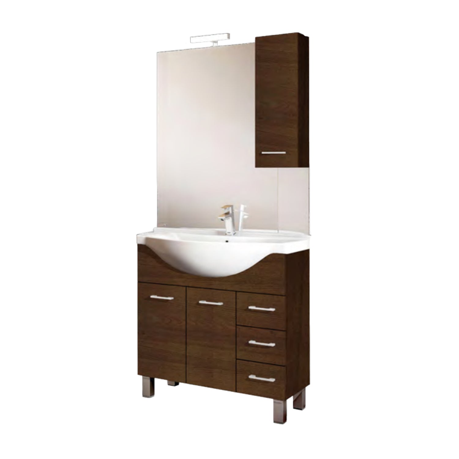 Mobile bagno modello Arianna con base 2 ante, Lavabo 85 e Specchiera finitura Olmo Caffਠby CeramicStore | Lo specialista del tuo bagno