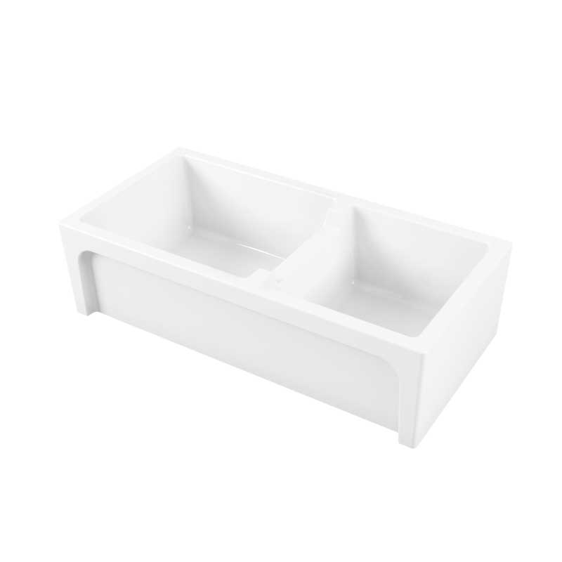 Vasca Lavello cucina doppia vasca 91x46 in ceramica Bianca Lucido collezione Frame di Ceramica Galassia