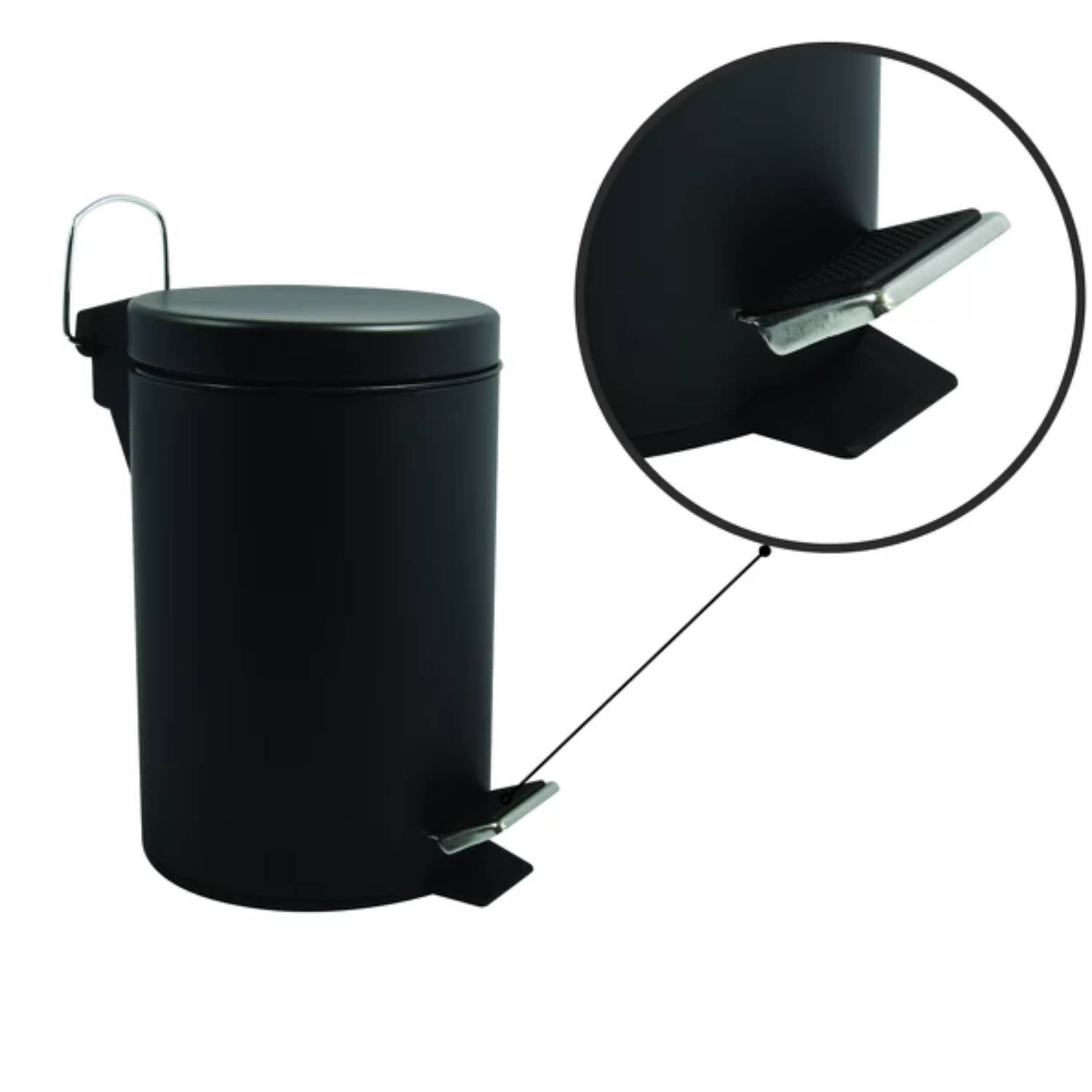 Pattumiera a pedale in metallo modello Unis 3 litri nera by CeramicStore | Lo specialista del tuo bagno