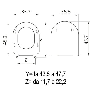 Sedile wc in termoindurente per vaso Duravit serie Erica con cerniere regolabili