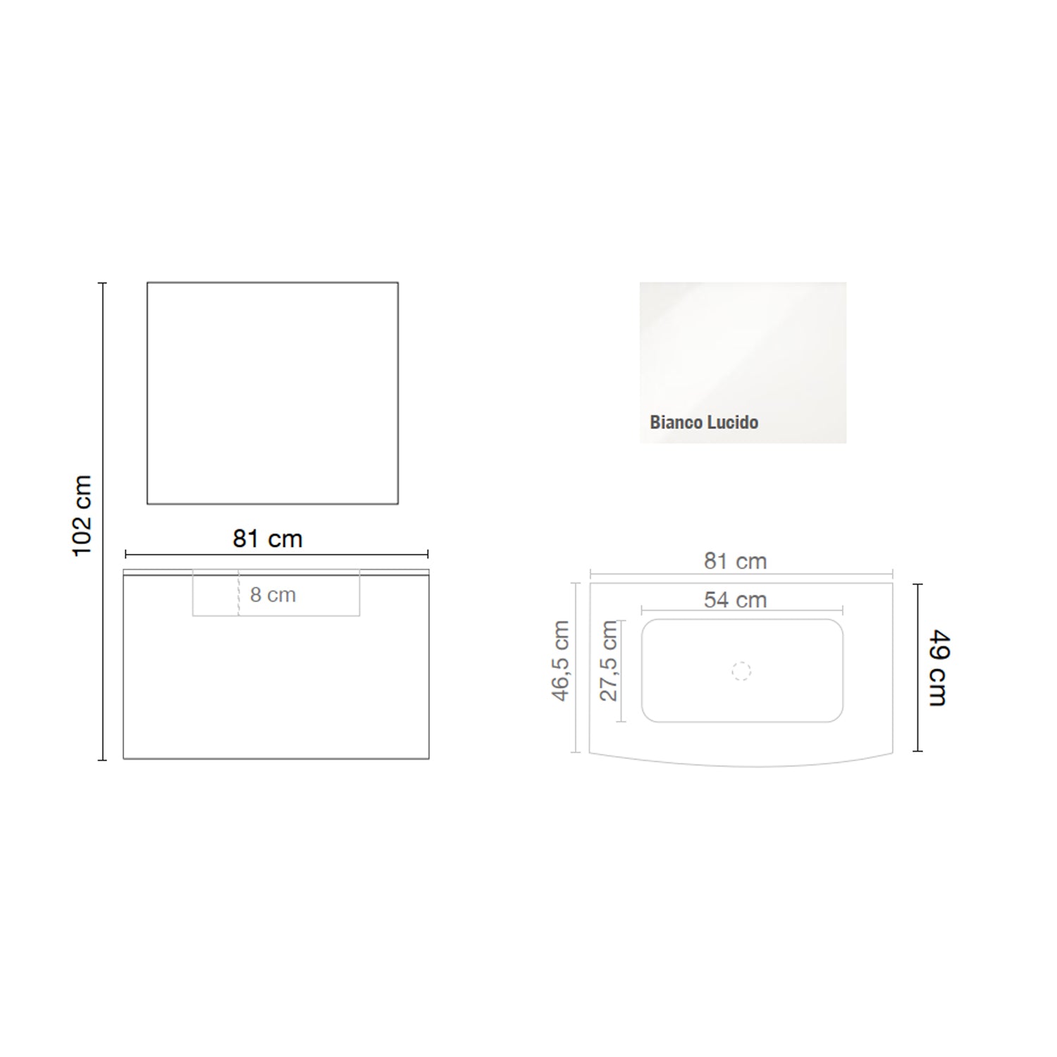 Mobile bagno sospeso con specchiera e lavabo integrato modello Livia - Bianco Lucido by CeramicStore | Lo specialista del tuo bagno