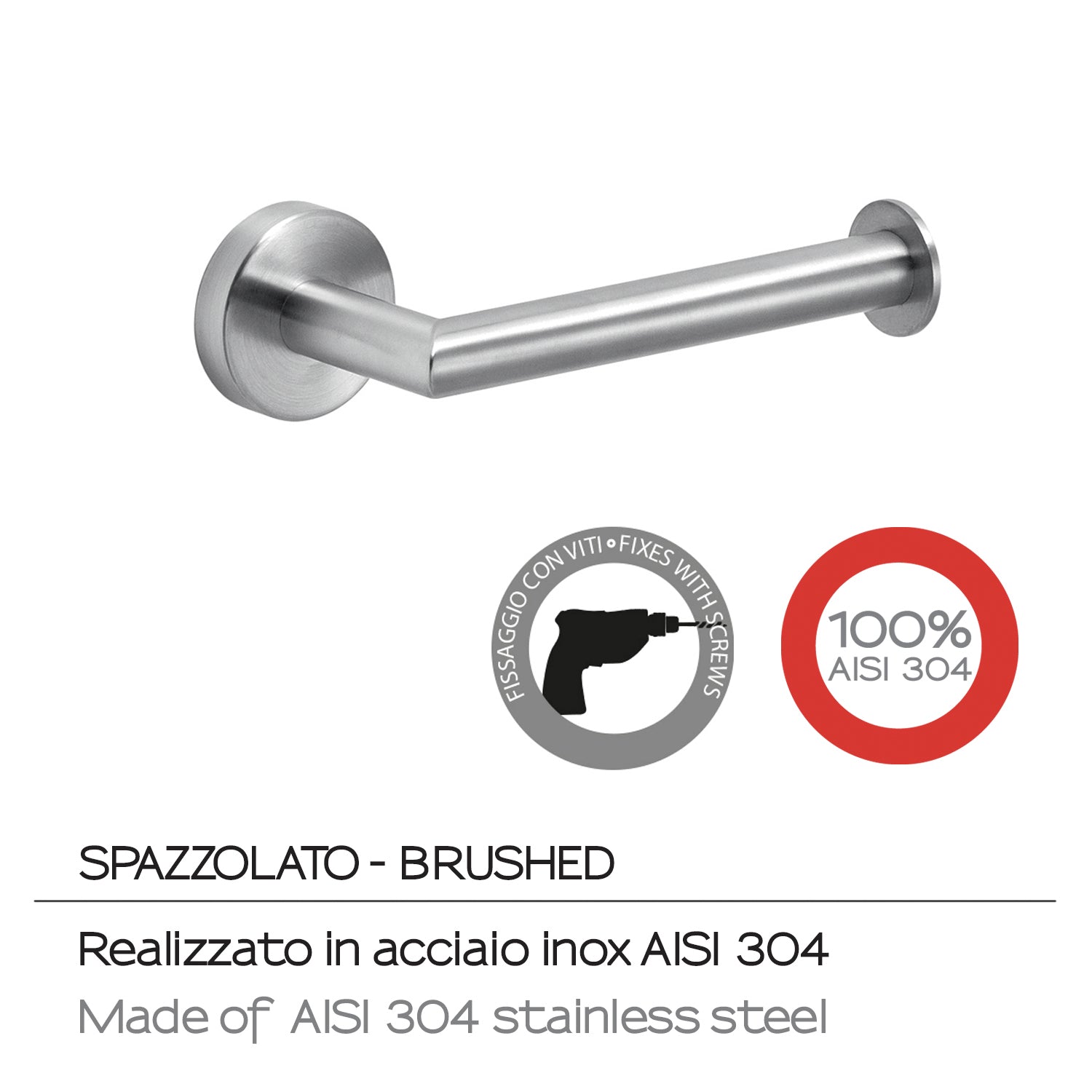 Portarotolo in Acciaio Inox AISI 304 Gedy serie Project - Spazzolato