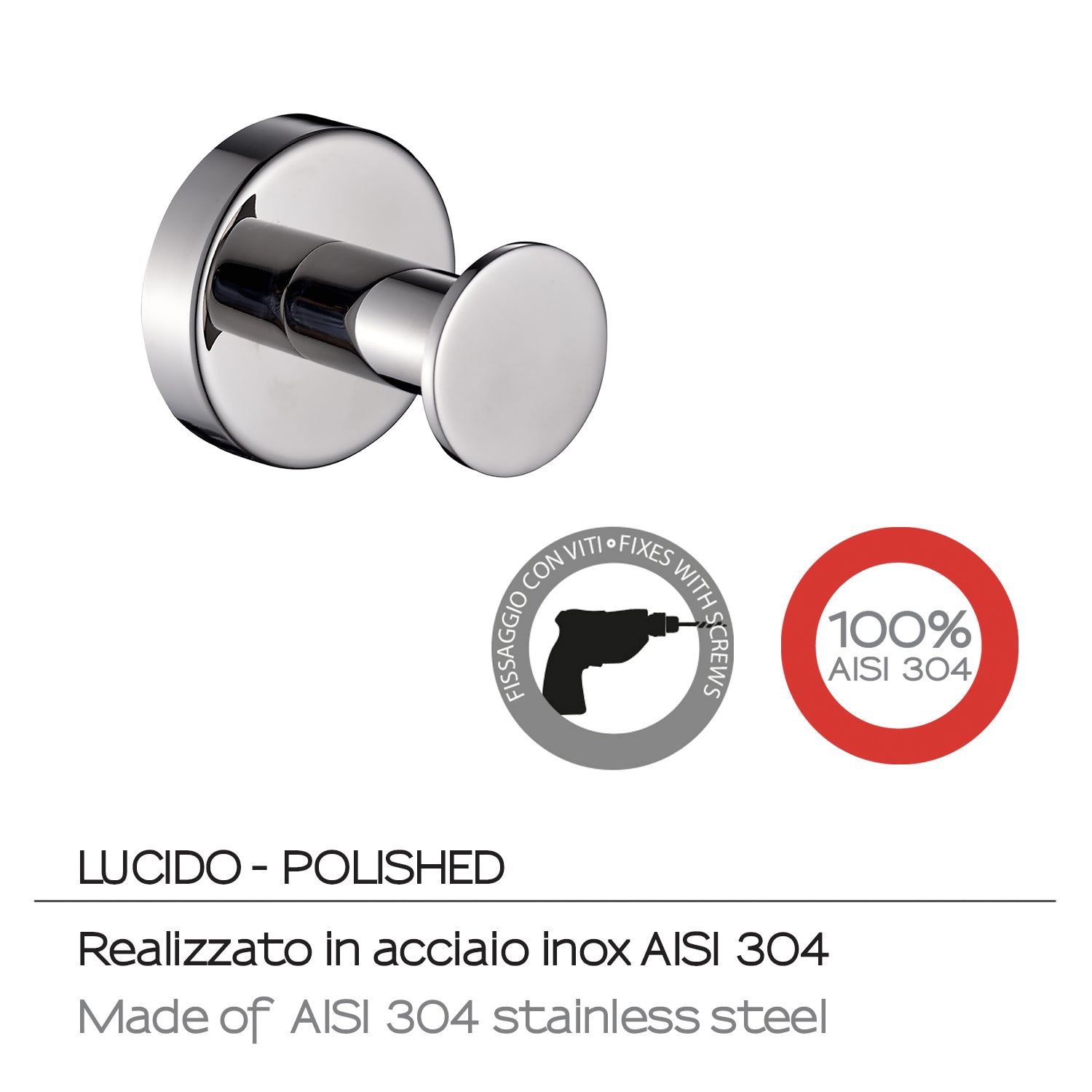 Appendiabiti singolo in Acciaio Inox AISI 304 Gedy serie Project - Lucido by CeramicStore | Lo specialista del tuo bagno