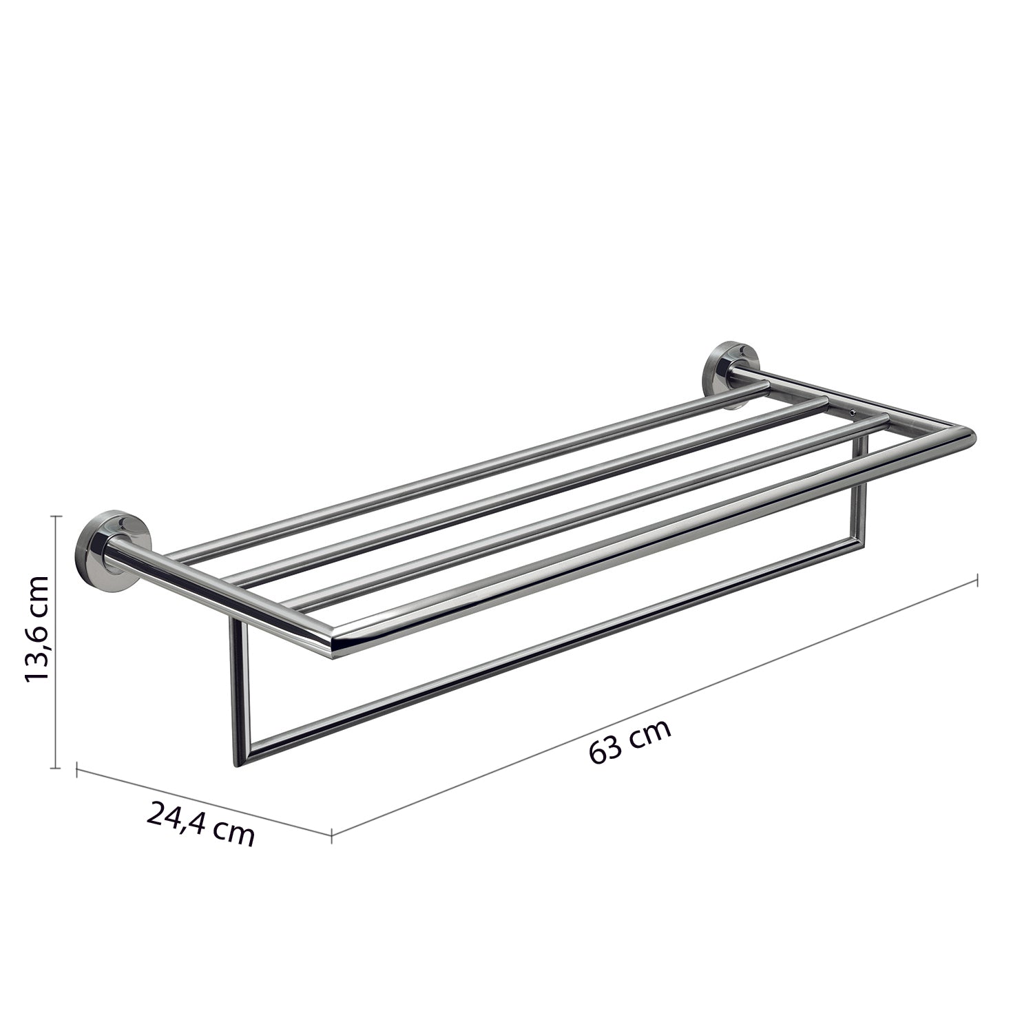 Mensola porta asciugamani L. 63 cm in Acciaio Inox AISI 304 Gedy serie Project - Lucido by CeramicStore | Lo specialista del tuo bagno
