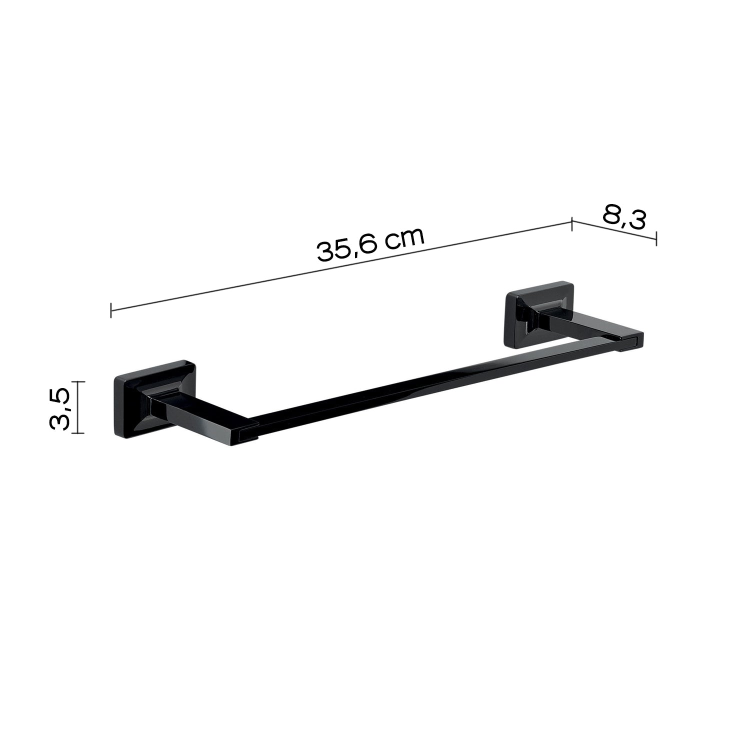 Porta asciugamani sospeso a barra in ottone 'Gran Torino' by Gedy - Nero lucido 35,6 cm by CeramicStore | Lo specialista del tuo bagno