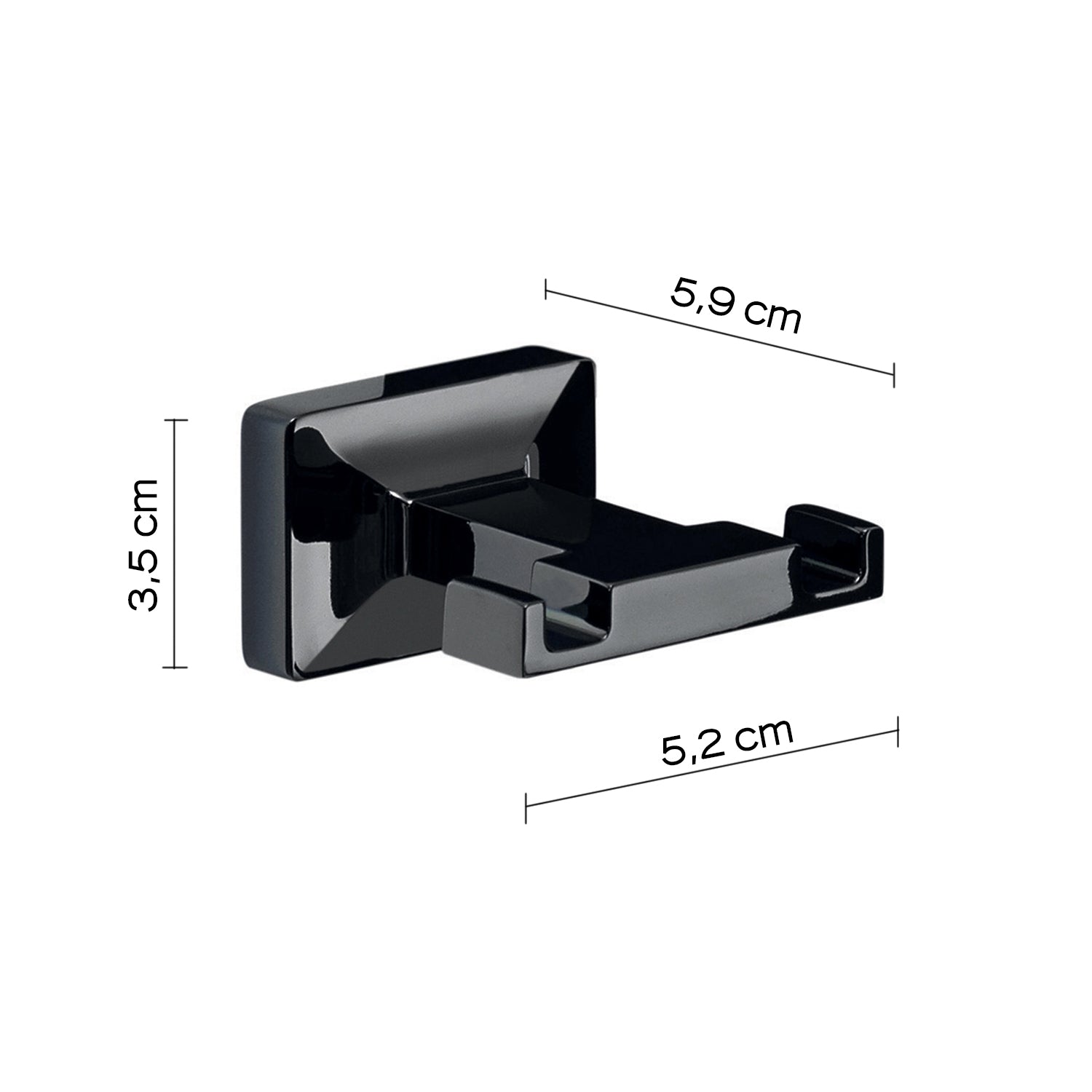 Appendiabiti doppio a muro in acciaio inox collezione 'Gran Torino' by Gedy - Nero lucido by CeramicStore | Lo specialista del tuo bagno
