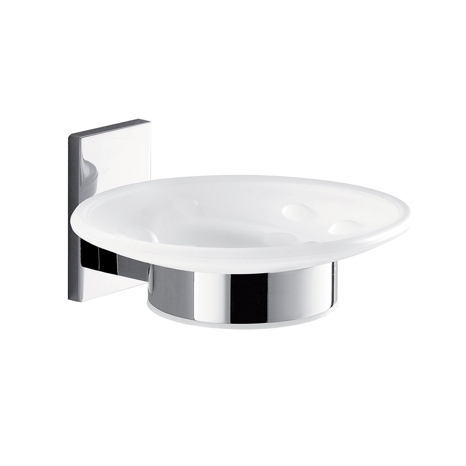 Gedy Portasapone Maine in acciaio inox, Cromall e vetro satinato per fissaggio a incollo by CeramicStore | Lo specialista del tuo bagno