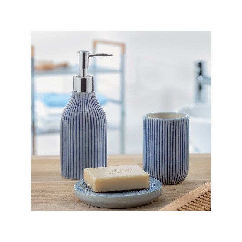 Portaspazzolini modello Mykonos in ceramica blu
