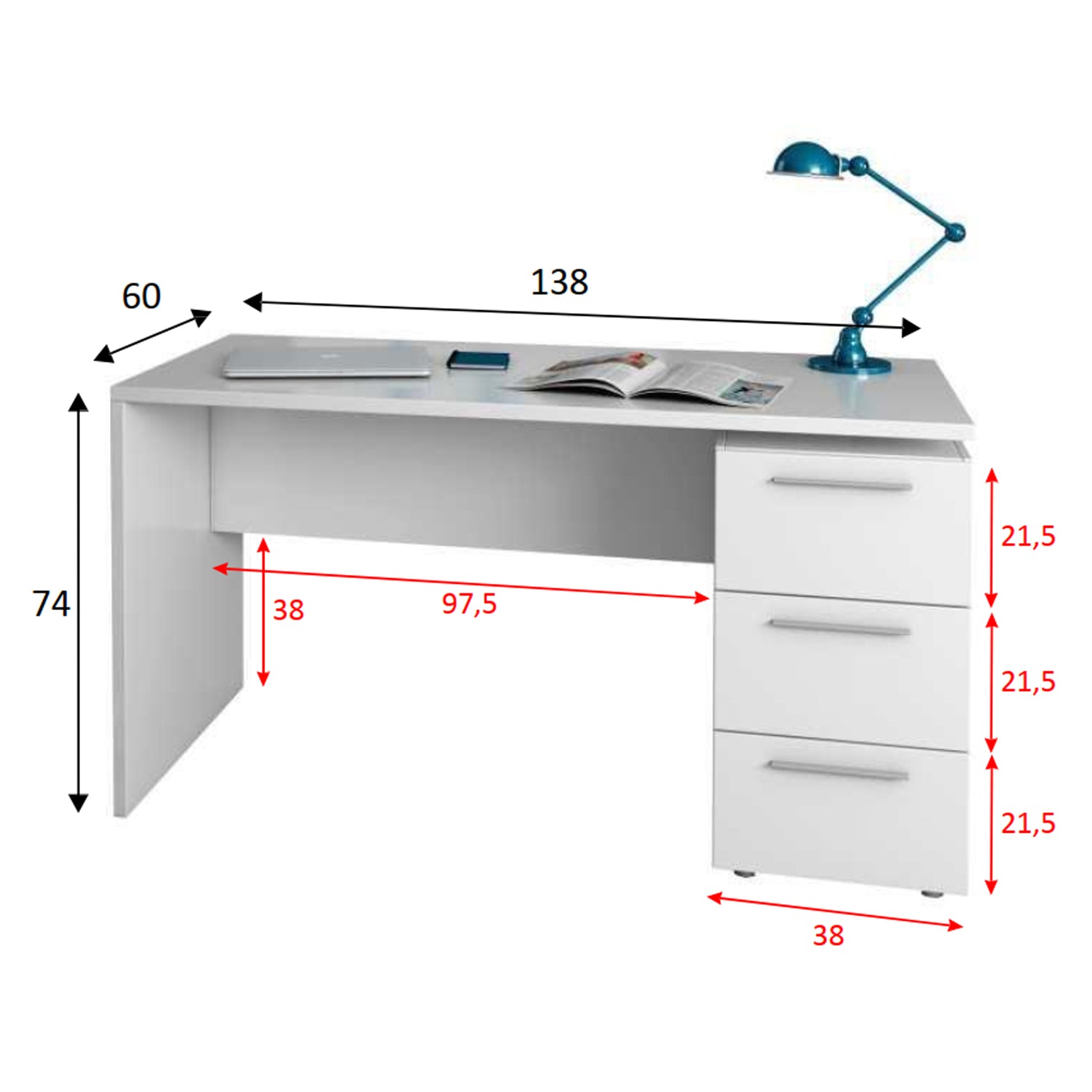 Scrivania con cassettiera modello Stylus - Bianco Opaco by CeramicStore | Lo specialista del tuo bagno